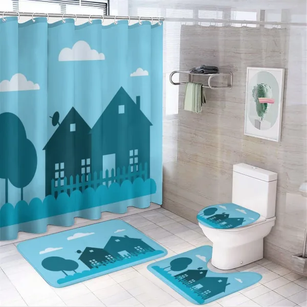 Simple Cottage Family House on a shower curtain