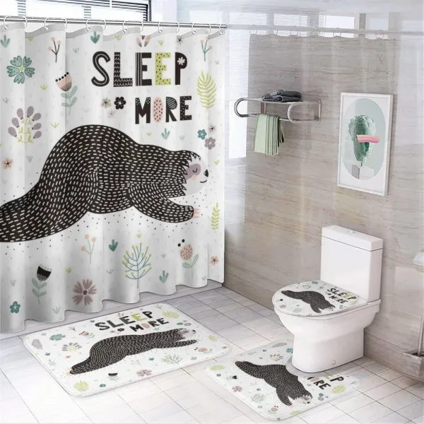 Sleep More Flowers Art on a shower curtain