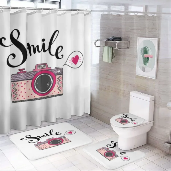 Smile Typography Romantic on a shower curtain