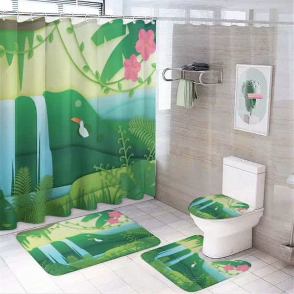 Tropical Forest Cartoon on a shower curtain