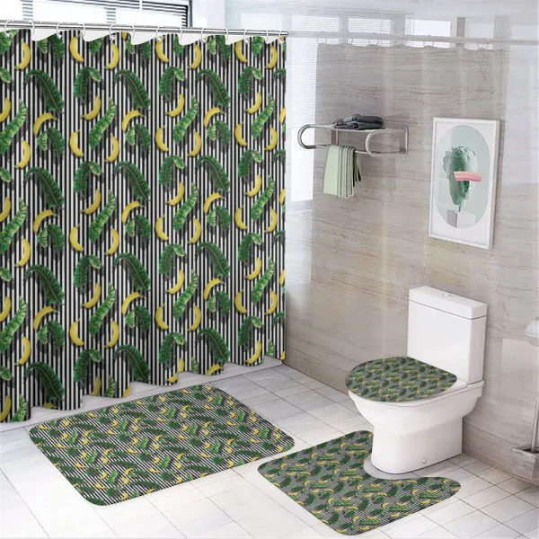 Yummy Banana and Leaves on a shower curtain