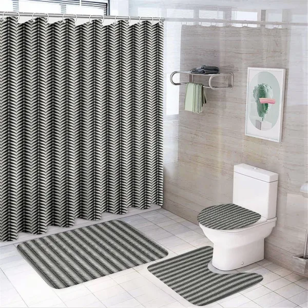 Abstract Quirky Zigzag Model on a shower curtain