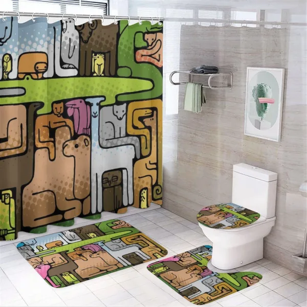 Animal Puzzle Modern Design on a shower curtain
