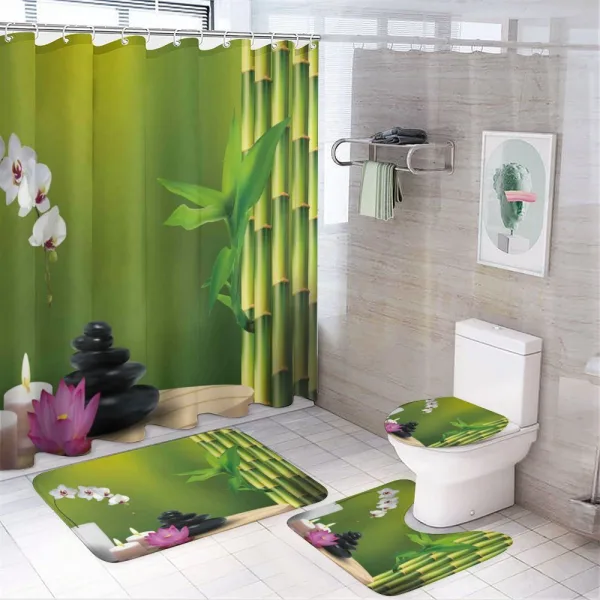 Bamboo Flower Orchid Stone on a shower curtain