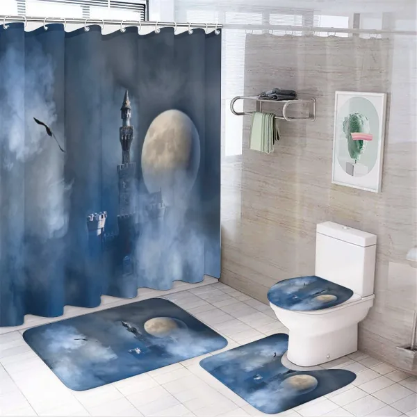 Castle on Clouds Gothic on a shower curtain