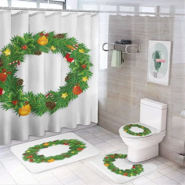 Dressed Wreath on a shower curtain