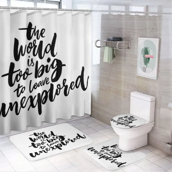 Explore the World on a shower curtain