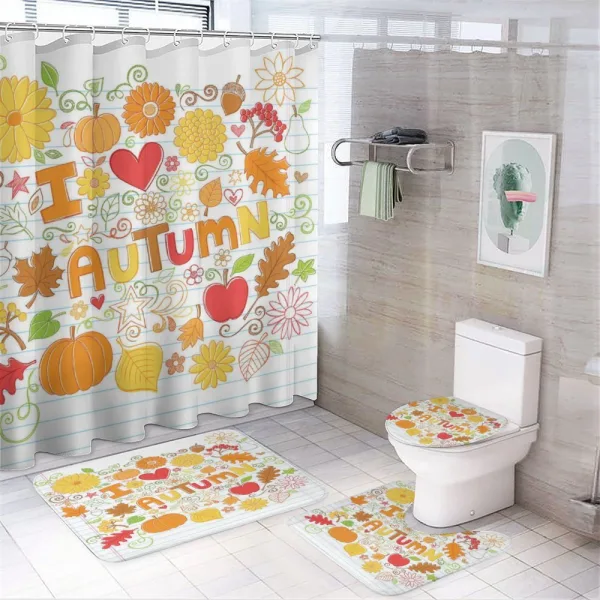 I Love Autumn Sketchy Doodle on a shower curtain