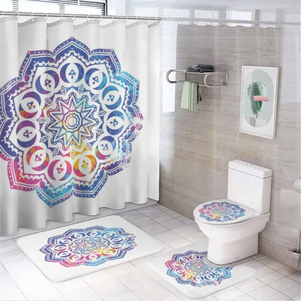 Mandala Effect Soft Colors on a shower curtain