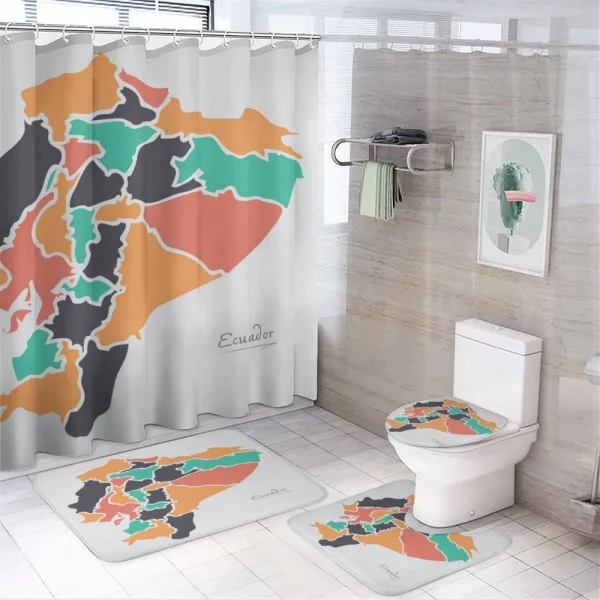 Modern Colorful Map Cities on a shower curtain