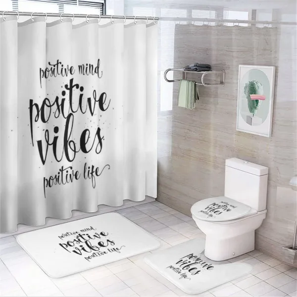 Motivational Words on a shower curtain