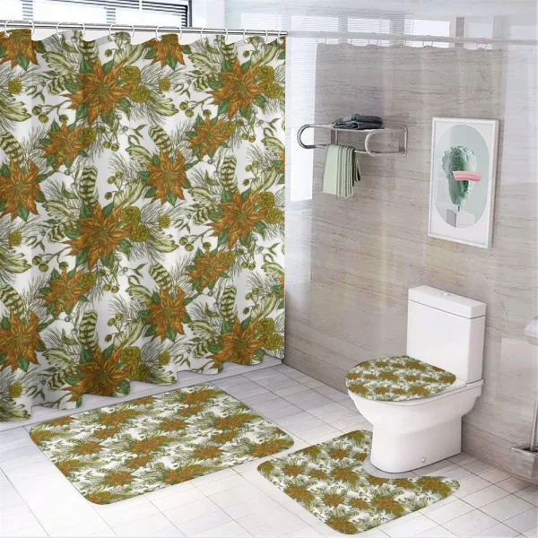 Nostalgic Flower Pine Cones on a shower curtain