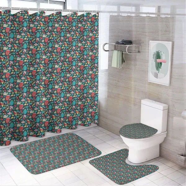 Ornate Fruits Foliage on a shower curtain