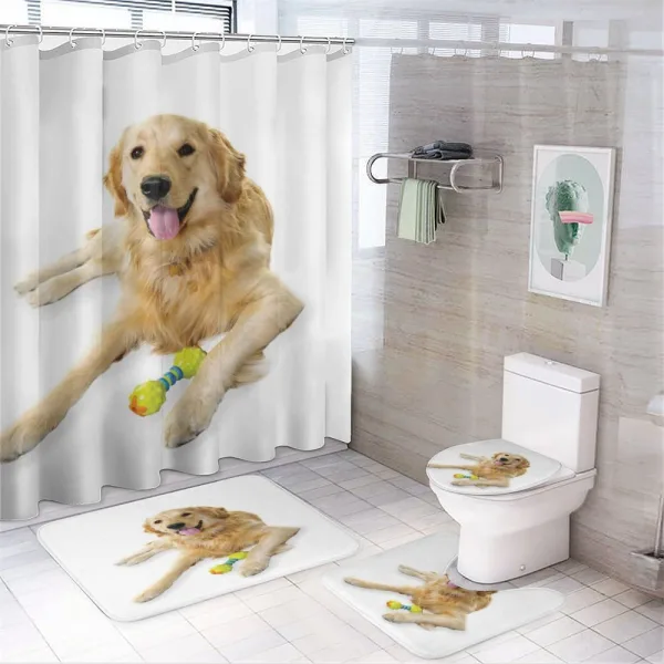 Pet Dog Toy on a shower curtain