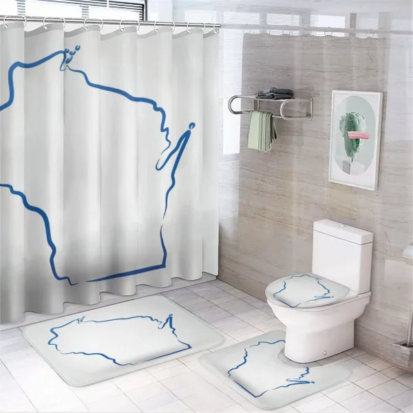 Simple Badger State Map on a shower curtain