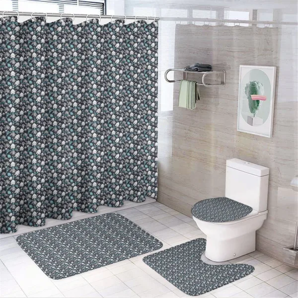 Snowflakes and Trees on a shower curtain