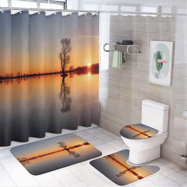 Sunset on Lake Tahoe on a shower curtain
