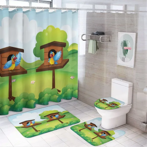 Winged Animals Nest on a shower curtain