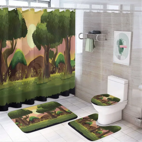 Woodland Sunset Scenery on a shower curtain