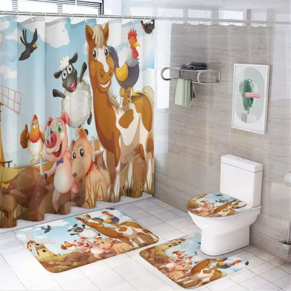Animals in Farm Artwork on a shower curtain