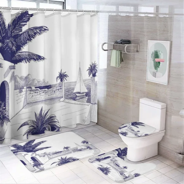 Beach House by Sea on a shower curtain