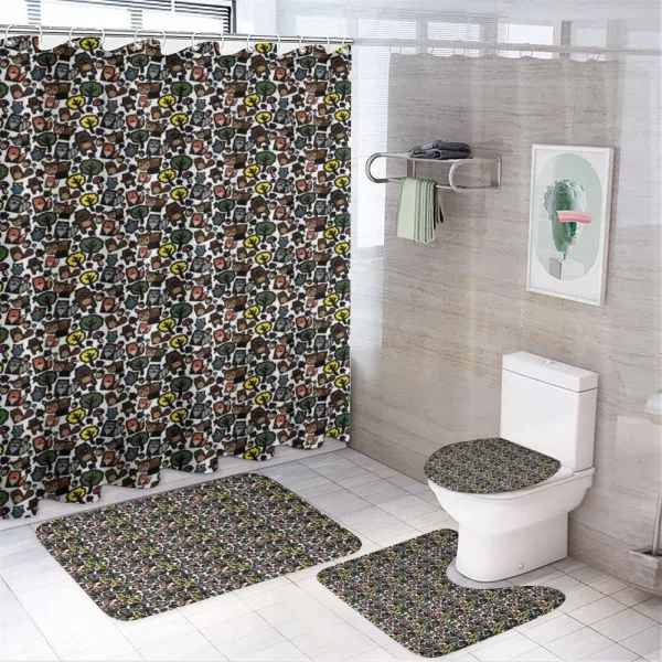 Bear Deer and Foxes on a shower curtain