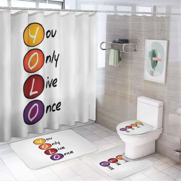 Colorful Circles Acronym on a shower curtain