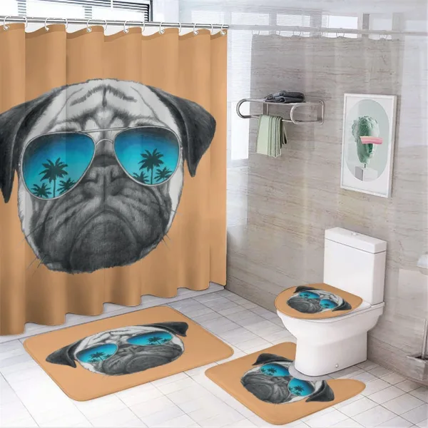 Dog and Sunglasses on a shower curtain