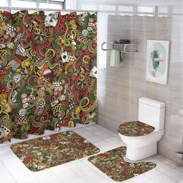 Doodle Style Art Bingo on a shower curtain