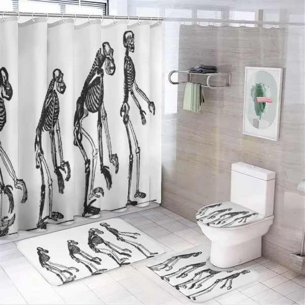 Evolution Theme Ape to Man on a shower curtain