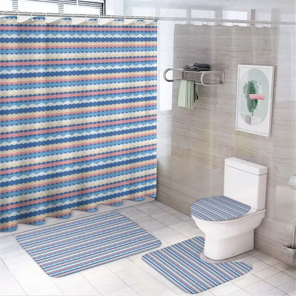 Grunge and Colorful Zigzags on a shower curtain