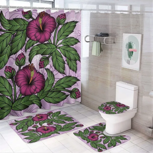 Hibiscus Blossoms Pattern on a shower curtain