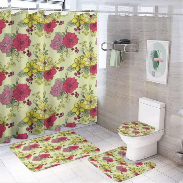 Naive Nature Flowers Art on a shower curtain