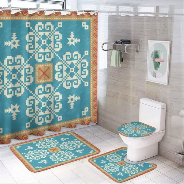 Nordic Style Square Ornament on a shower curtain