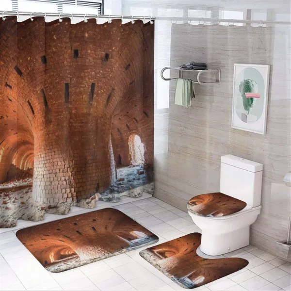 Old Brick Factory Wall on a shower curtain