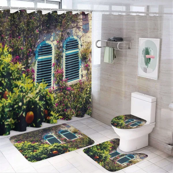 Old European House Mandarin on a shower curtain