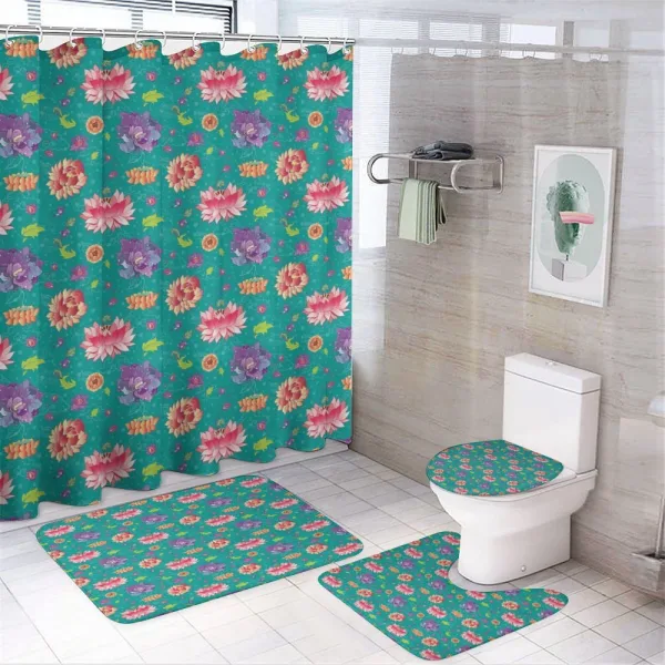 Oriental Garden Art Motifs on a shower curtain
