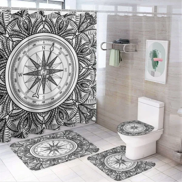 Ornate Floral Wind Rose on a shower curtain