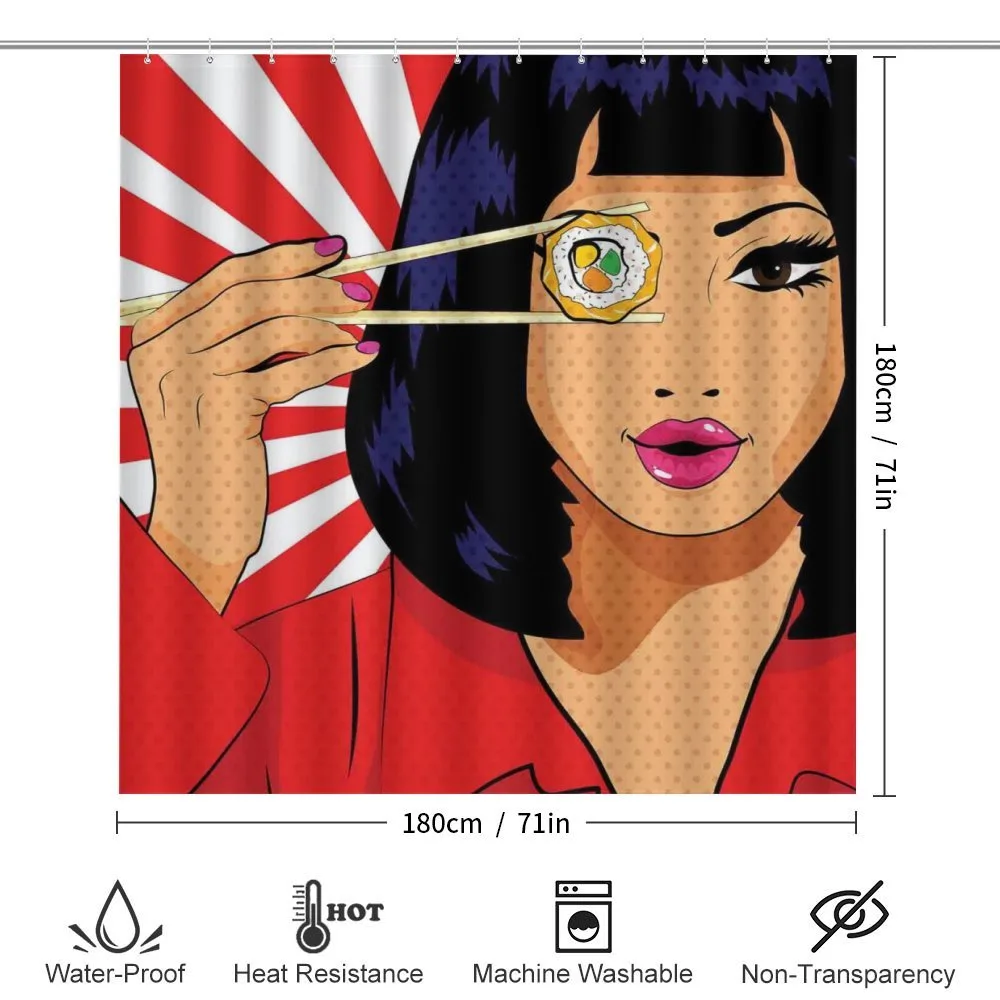 Pop Art Style Girl with Sushi — Detail 2