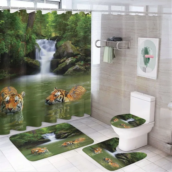 Siberian Tigers on a shower curtain