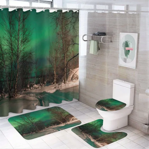Snowy Frozen Road on a shower curtain