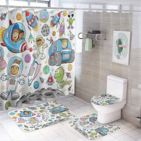 Space Kids Rocket on a shower curtain