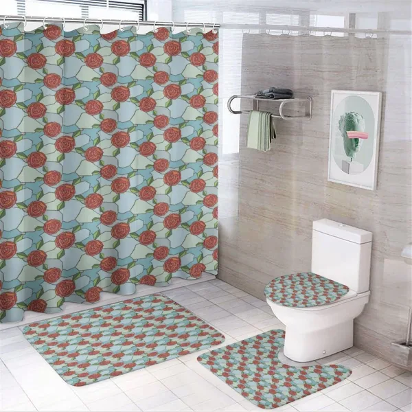Stained Glass Rose on a shower curtain