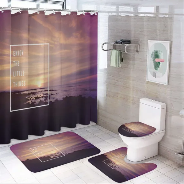 Sunset on Beach on a shower curtain