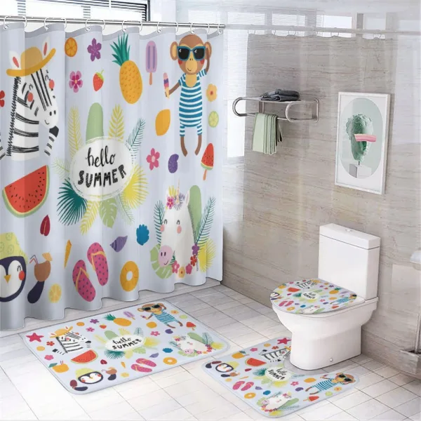 Vacation Monkey Zebra Sunny on a shower curtain