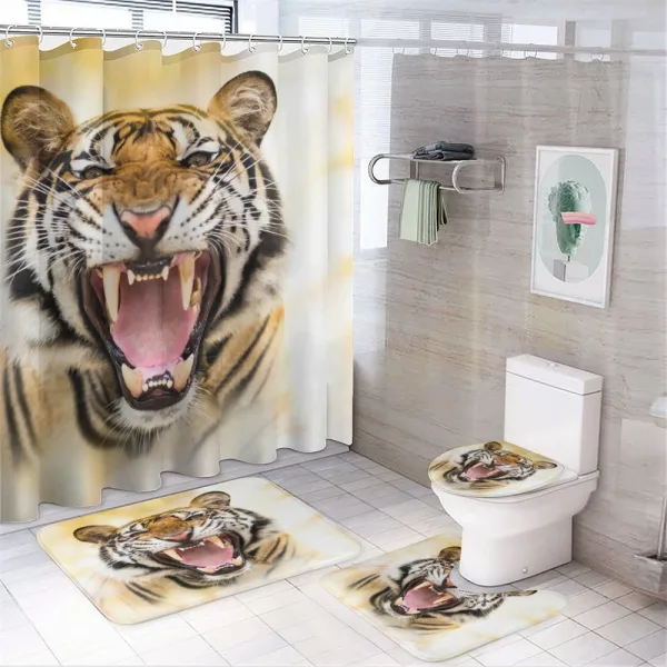 Young Panthera Growling on a shower curtain