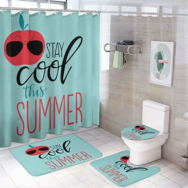 Apple with Sunglasses on a shower curtain