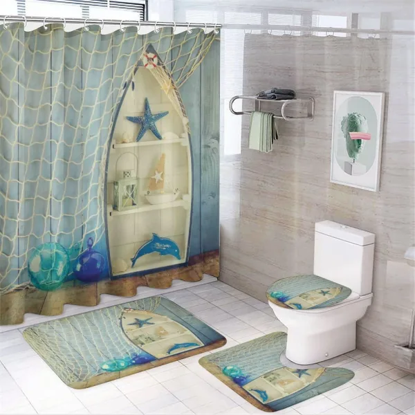 Aquatic Objects Boats on a shower curtain