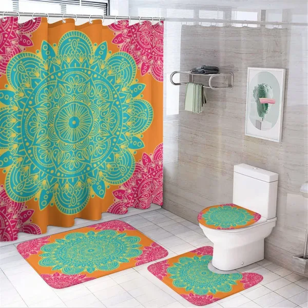 Blossoming Flower Pattern on a shower curtain