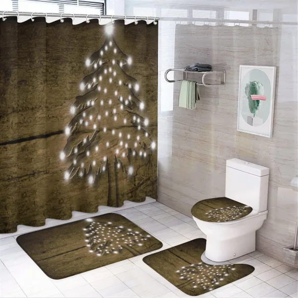 Bokeh Ornaments on Tree on a shower curtain